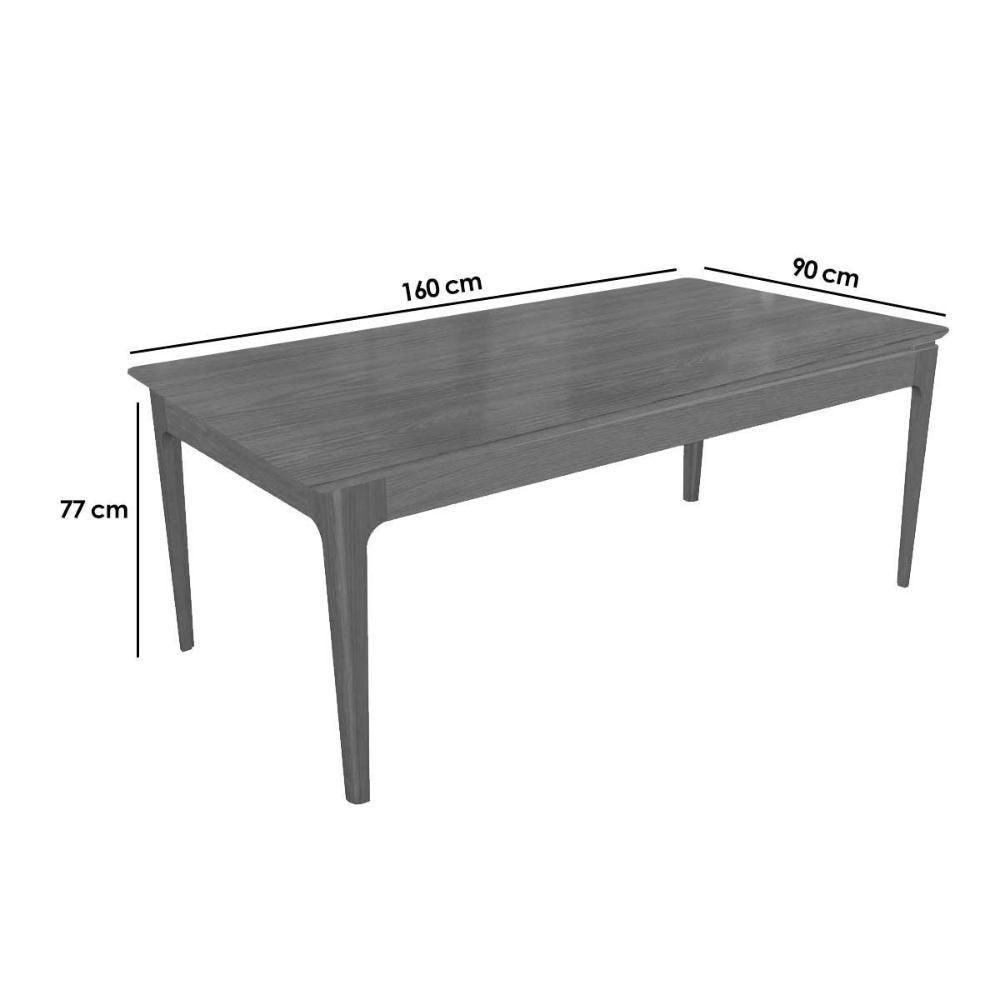 Mesa De Sala Jantar Mira Madeira Maciça C- Tampo Madeirado C- Vidro 160x90cm Carvalho-freijo Bronze - Kappesberg - 3