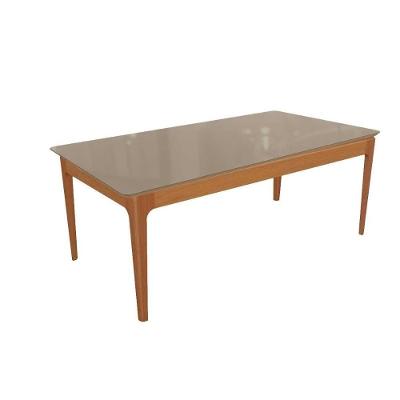 Mesa De Sala Jantar Mira Madeira Maciça C- Tampo Madeirado C- Vidro 160x90cm Carvalho-freijo Bronze - Kappesberg