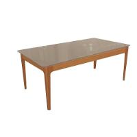 Mesa De Sala Jantar Mira Madeira Maciça C- Tampo Madeirado C- Vidro 160x90cm Carvalho-freijo Bronze - Kappesberg - 1