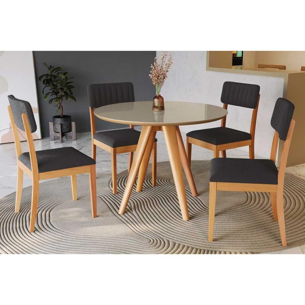 Mesa De Sala Jantar Duna Premium Madeira Maciça C- Tampo Madeirado C- Vidro 105x105cm Carvalho-off White - Kappesberg - 8