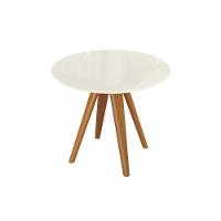 Mesa De Sala Jantar Duna Premium Madeira Maciça C- Tampo Madeirado C- Vidro 105x105cm Carvalho-off White - Kappesberg - 1