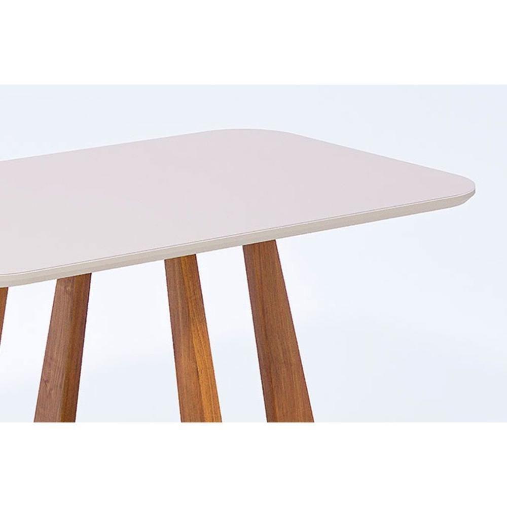 Mesa De Sala Jantar Bromélia C- Tampo Madeirado Vidro 130x80cm Carvalho-off White - Cimol - 4
