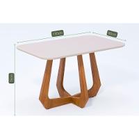 Mesa De Sala Jantar Bromélia C- Tampo Madeirado Vidro 130x80cm Carvalho-off White - Cimol - 3