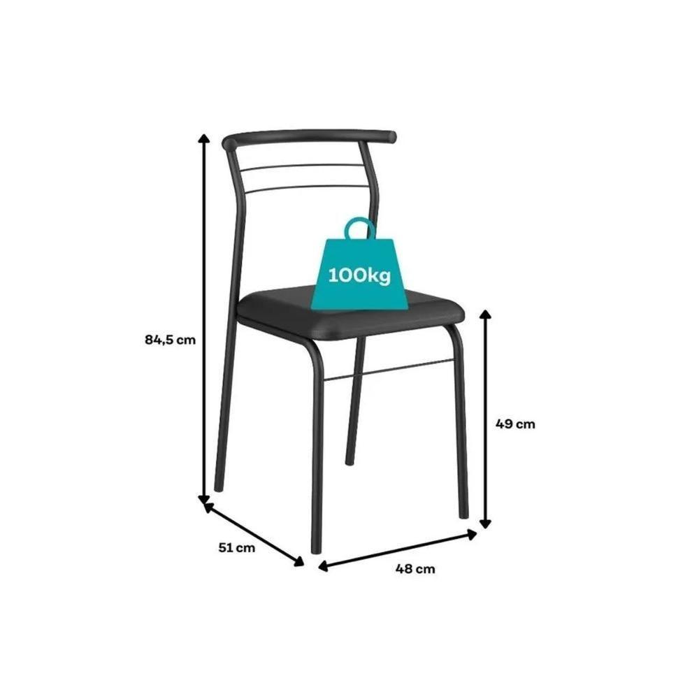 Sala De Jantar Completa 1569 Aço C- Tampo Madeirado 90x90cm E 4 Cadeiras 1708 Preto-legno - Preto - Carraro - 3