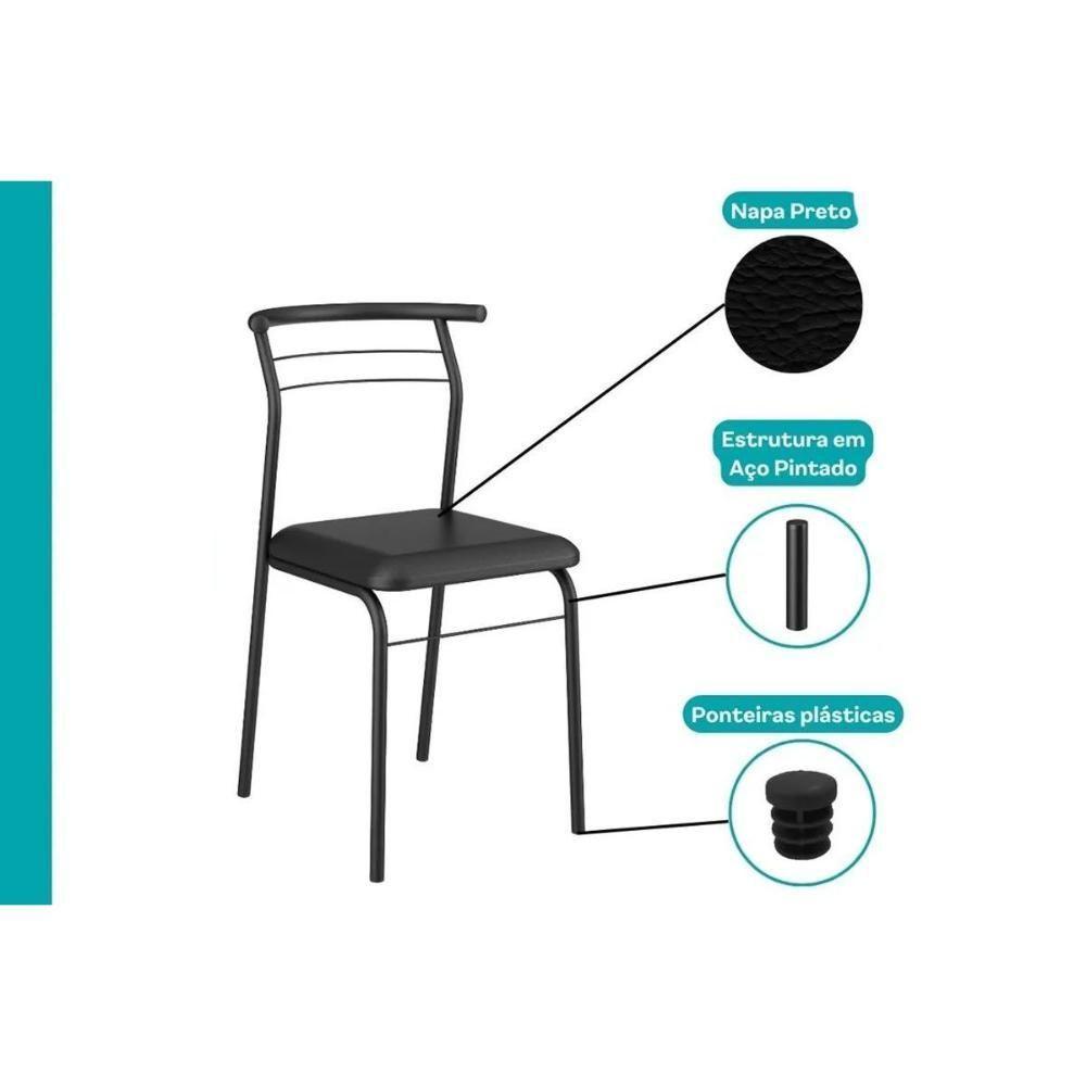 Sala De Jantar Completa 1569 Aço C- Tampo Madeirado 90x90cm E 4 Cadeiras 1708 Preto-legno - Preto - Carraro - 5