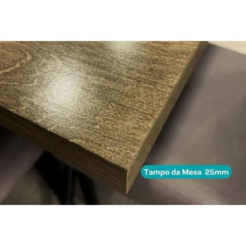 Sala De Jantar Completa 1569 Aço C- Tampo Madeirado 90x90cm E 4 Cadeiras 1708 Preto-legno - Preto - Carraro - 6