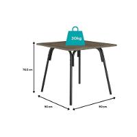 Sala De Jantar Completa 1569 Aço C- Tampo Madeirado 90x90cm E 4 Cadeiras 1708 Preto-legno - Preto - Carraro - 2