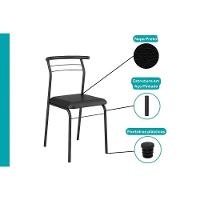 Sala De Jantar Completa 1569 Aço C- Tampo Madeirado 90x90cm E 4 Cadeiras 1708 Preto-legno - Preto - Carraro - 5