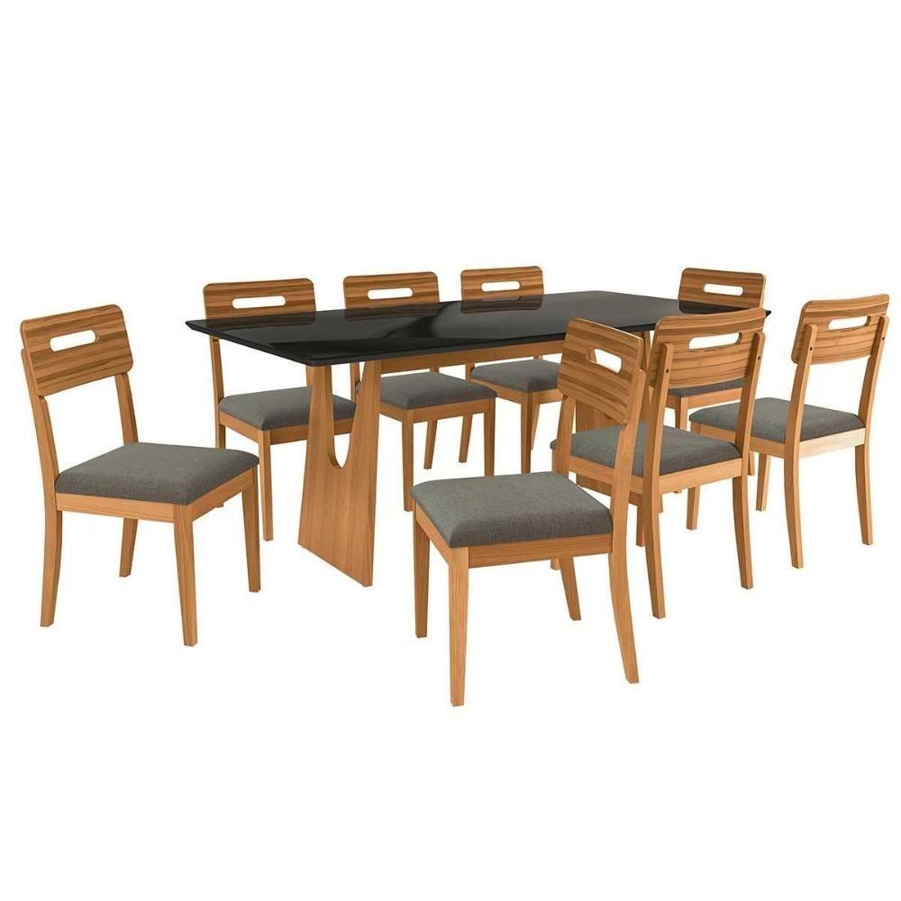 Mesa De Sala Jantar Mila Premium Madeira Maciça C- Tampo Madeirado C- Vidro 200x100cm Carvalho-off White - Kappesberg - 5