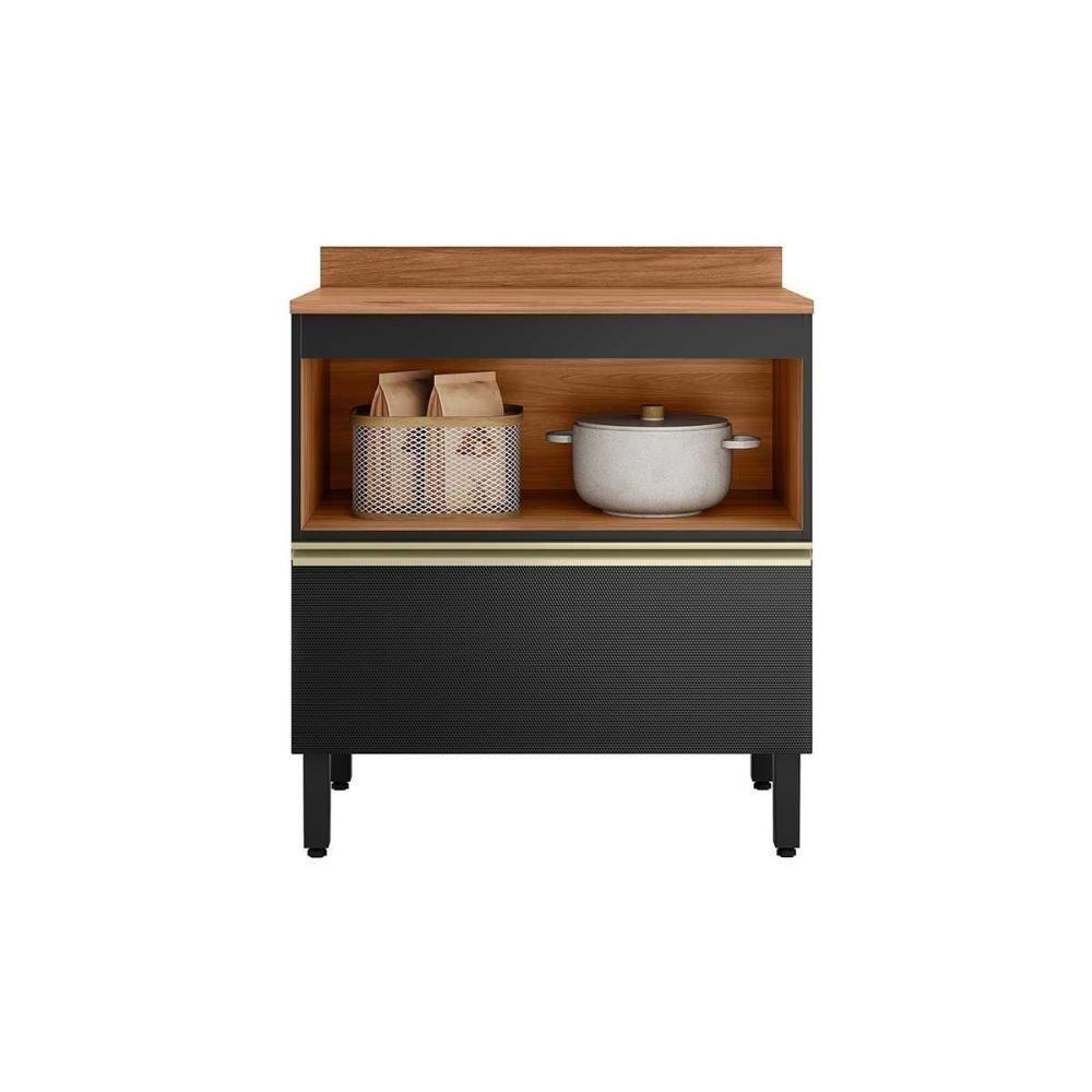 Balcão De Cozinha C- Tampo Proença C- 1 Porta E 1 Gaveta 80cm Nogueira-carbono Prime Tx - Demóbile - 2