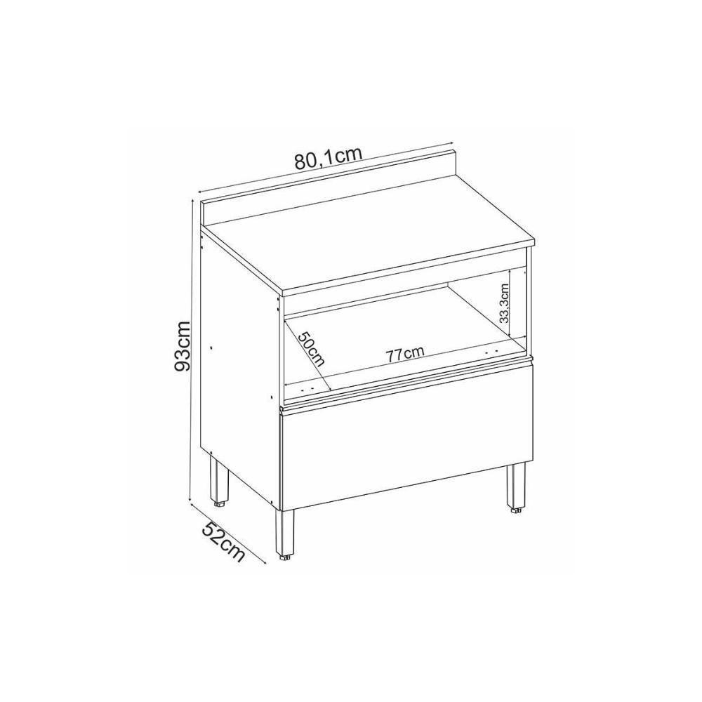 Balcão De Cozinha C- Tampo Proença C- 1 Porta E 1 Gaveta 80cm Nogueira-carbono Prime Tx - Demóbile - 4