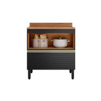 Balcão De Cozinha C- Tampo Proença C- 1 Porta E 1 Gaveta 80cm Nogueira-carbono Prime Tx - Demóbile - 2