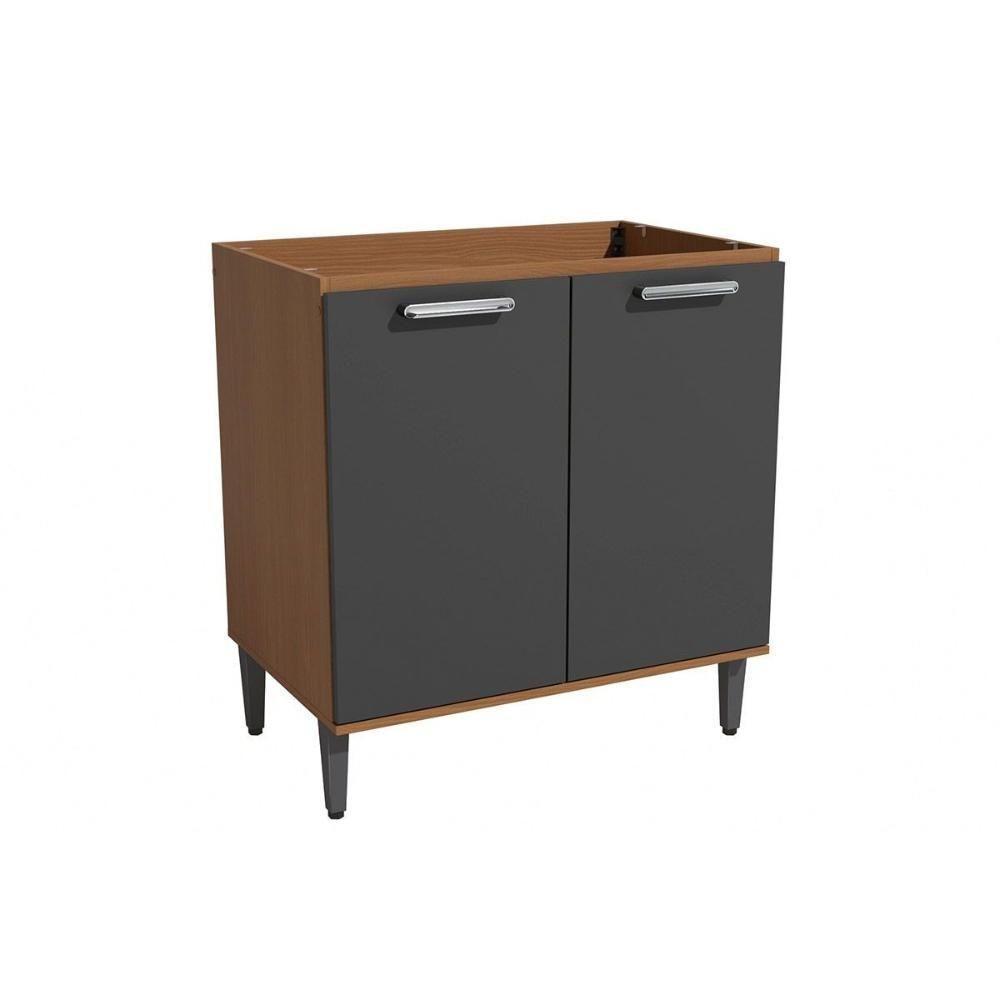 Balcão De Cozinha Linna T721 C- 2 Portas S- Tampo 80cm Canela-grafite - Kappesberg - 1