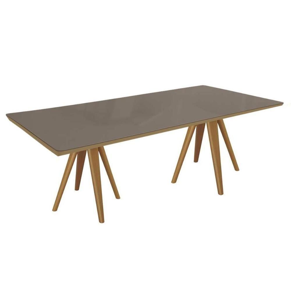 Mesa De Sala Jantar Duna Madeira Maciça C- Tampo Madeirado C- Vidro 200x100cm Carvalho-freijo Bronze - Kappesberg - 1
