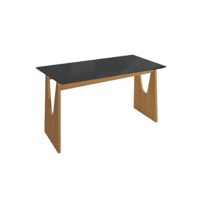 Mesa De Sala Jantar Mila Premium Madeira Maciça C- Tampo Madeirado C- Vidro 120x80cm Carvalho-preto Fosco - Kappesberg