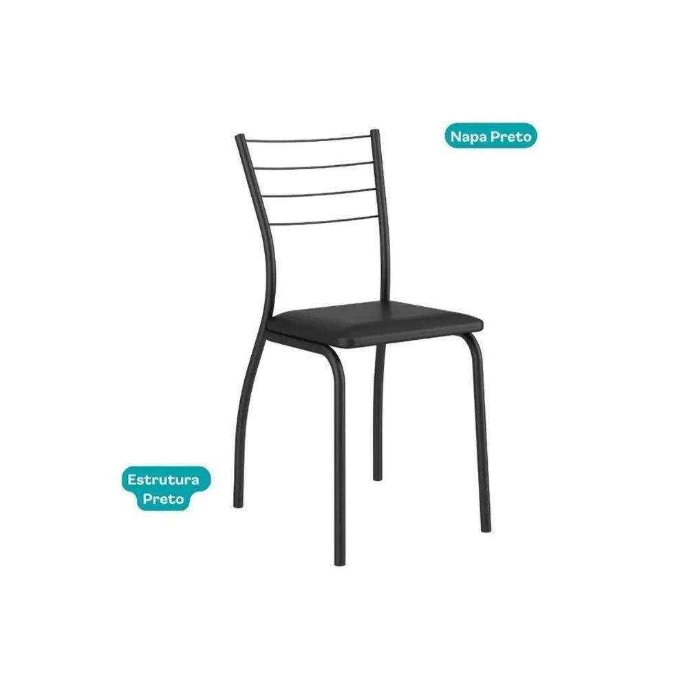 Sala De Jantar Completa 1569 Aço C- Tampo Madeirado 90x90cm E 4 Cadeiras 1700 Preto-legno - Preto - Carraro - 8