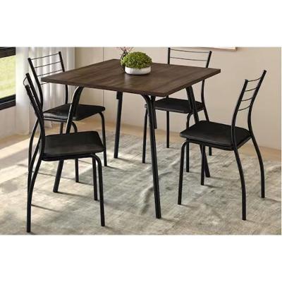 Sala De Jantar Completa 1569 Aço C- Tampo Madeirado 90x90cm E 4 Cadeiras 1700 Preto-legno - Preto - Carraro
