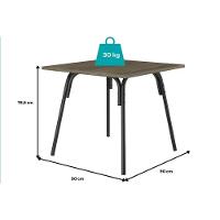 Sala De Jantar Completa 1569 Aço C- Tampo Madeirado 90x90cm E 4 Cadeiras 1700 Preto-legno - Preto - Carraro - 2