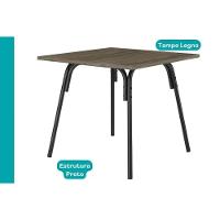 Sala De Jantar Completa 1569 Aço C- Tampo Madeirado 90x90cm E 4 Cadeiras 1700 Preto-legno - Preto - Carraro