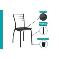 Sala De Jantar Completa 1569 Aço C- Tampo Madeirado 90x90cm E 4 Cadeiras 1700 Preto-legno - Preto - Carraro - 6