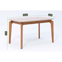 Mesa De Sala Jantar Ficus C- Tampo Madeirado Vidro 130x80cm Carvalho-off White - Cimol - 3