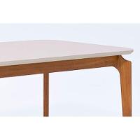 Mesa De Sala Jantar Ficus C- Tampo Madeirado Vidro 130x80cm Carvalho-off White - Cimol