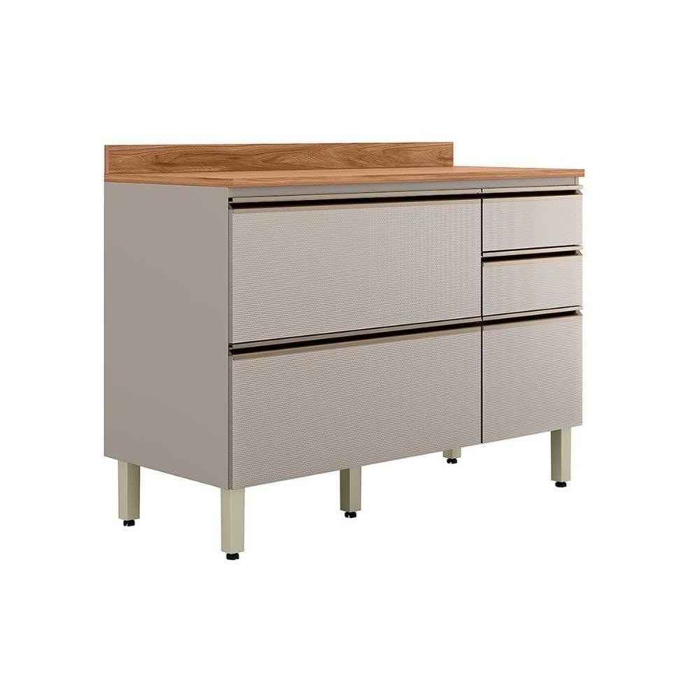 Balcão De Cozinha C- Tampo Proença C- 1 Porta E 4 Gavetas 120cm Nogueira Touch-nude Prime - Demóbile - 1