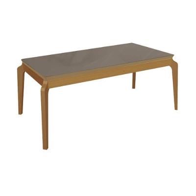 Mesa De Sala Jantar Petra Madeira Maciça C- Tampo Madeirado C- Vidro 200x100cm Carvalho-freijo Bronze - Kappesberg