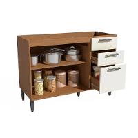 Balcão De Cozinha Linna T722 C- 2 Portas E 3 Gavetas S- Tampo 120cm Canela-off White - Kappesberg - 5