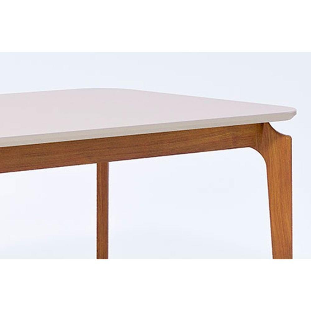 Mesa De Sala Jantar Ficus C- Tampo Madeirado Vidro 180x90cm Carvalho-off White - Cimol - 4