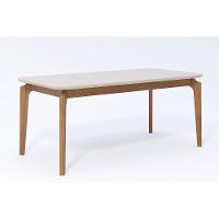 Mesa De Sala Jantar Ficus C- Tampo Madeirado Vidro 180x90cm Carvalho-off White - Cimol - 1