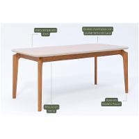 Mesa De Sala Jantar Ficus C- Tampo Madeirado Vidro 180x90cm Carvalho-off White - Cimol - 2