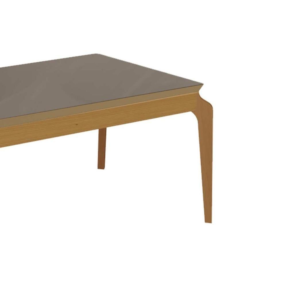 Mesa De Sala Jantar Petra Madeira Maciça C- Tampo Madeirado C- Vidro 200x100cm Carvalho-off White - Kappesberg - 6