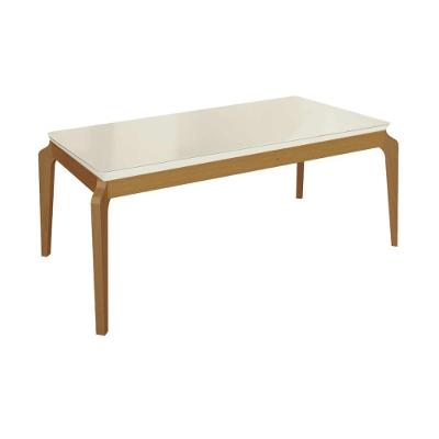 Mesa De Sala Jantar Petra Madeira Maciça C- Tampo Madeirado C- Vidro 200x100cm Carvalho-off White - Kappesberg