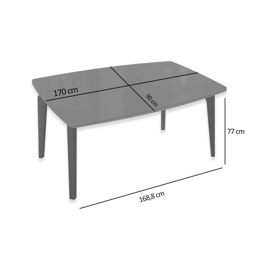 Mesa De Sala Jantar Mira Madeira Maciça C- Tampo Madeirado C- Vidro 170x90cm Carvalho-off White - Kappesberg - 2