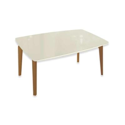 Mesa De Sala Jantar Mira Madeira Maciça C- Tampo Madeirado C- Vidro 170x90cm Carvalho-off White - Kappesberg
