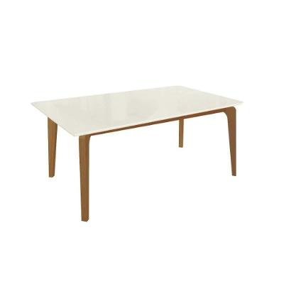 Mesa De Sala Jantar Petra Madeira Maciça C- Tampo Madeirado C- Vidro 180x105cm Carvalho-off White - Kappesberg