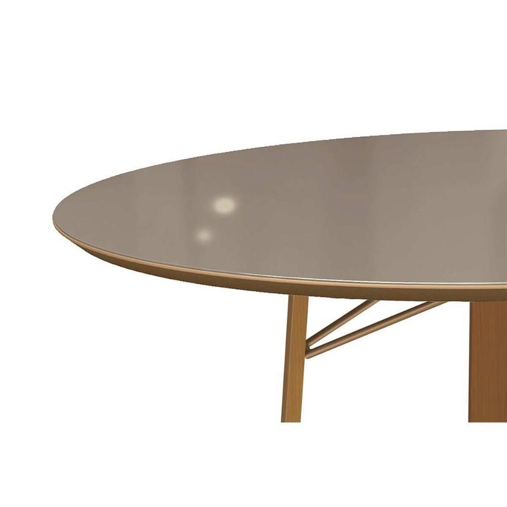 Mesa De Sala Jantar Elma Premium Madeira Maciça C- Tampo Madeirado C- Vidro 120x120cm Carvalho-off White - Kappesberg - 3