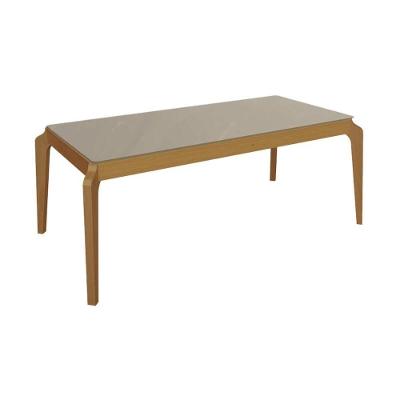Mesa De Sala Jantar Petra Madeira Maciça C- Tampo Madeirado C- Vidro 200x100cm Carvalho-freijo Bronze - Kappesberg