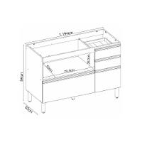 Balcão De Cozinha P- Pia Proença C- 1 Porta E 4 Gavetas S- Tampo 120cm Nogueira Touch-nude Prime - Demóbile