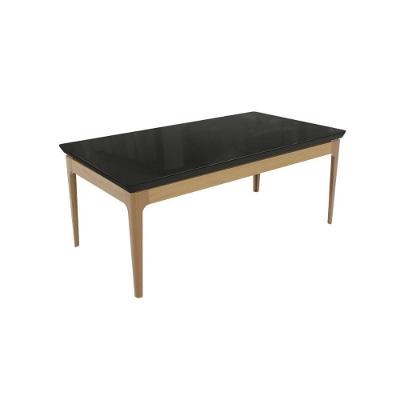 Mesa De Sala Jantar Mira Madeira Maciça C- Tampo Madeirado C- Vidro 200x100cm Carvalho-preto Fosco - Kappesberg