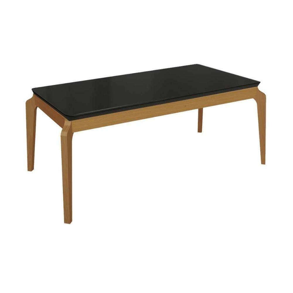 Mesa De Sala Jantar Petra Madeira Maciça C- Tampo Madeirado C- Vidro 200x100cm Carvalho-preto Fosco - Kappesberg - 1