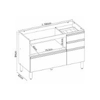 Balcão De Cozinha C- Tampo Proença C- 1 Porta E 4 Gavetas 120cm Nogueira-carbono Prime Tx - Demóbile - 3