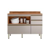 Balcão De Cozinha C- Tampo Proença C- 1 Porta E 4 Gavetas 120cm Nogueira-carbono Prime Tx - Demóbile