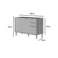 Balcão De Cozinha S- Tampo Estela C- 2 Portas E 3 Gavetas 120cm Cinamomo-titanium - Mgm - 2