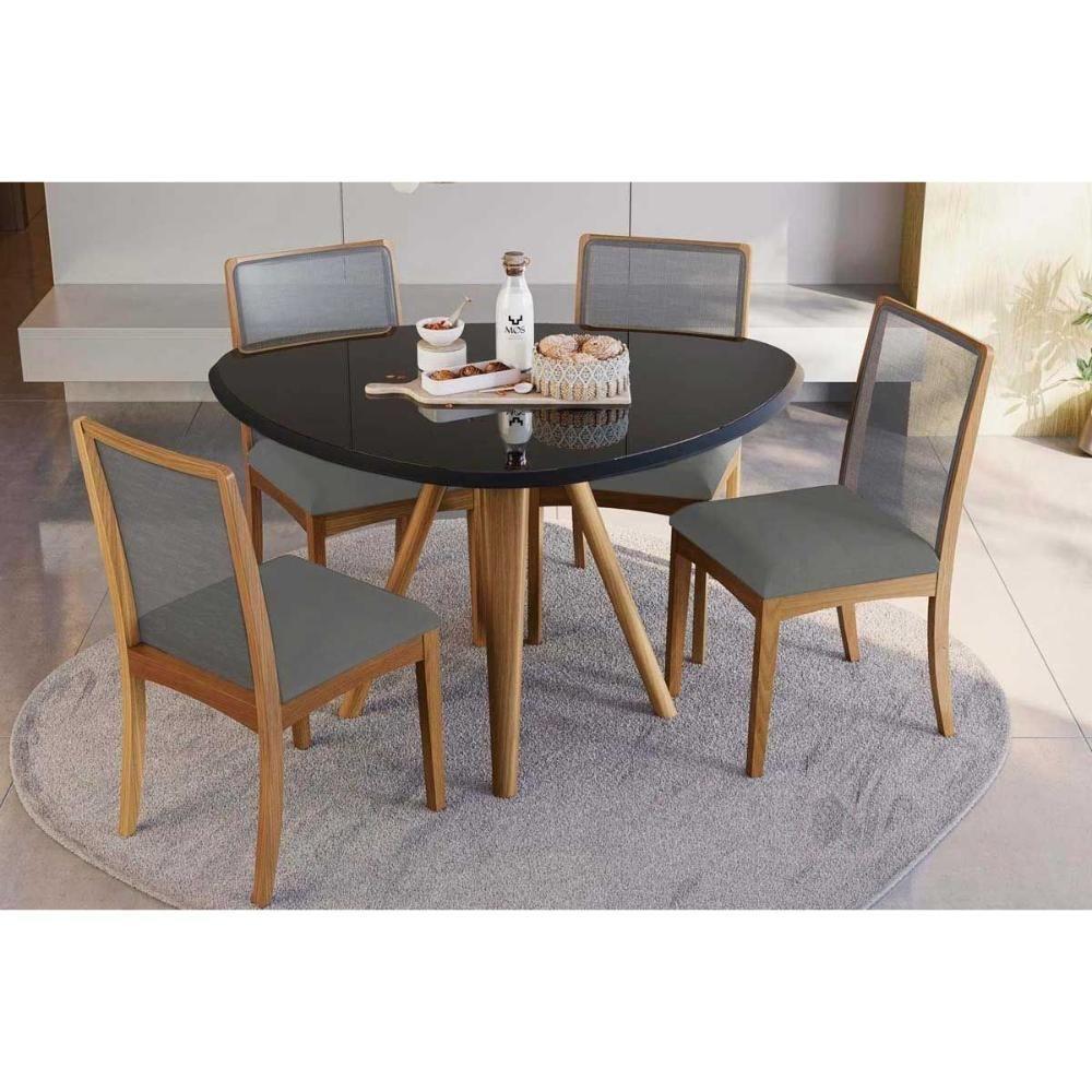 Mesa De Sala Jantar Duna Madeira Maciça C- Tampo Madeirado C- Vidro 135x105cm Carvalho-freijo Bronze - Kappesberg - 7