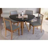 Mesa De Sala Jantar Duna Madeira Maciça C- Tampo Madeirado C- Vidro 135x105cm Carvalho-freijo Bronze - Kappesberg - 7