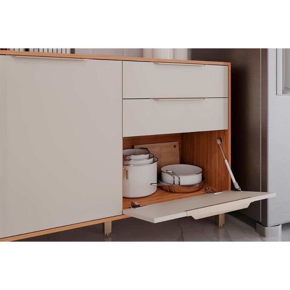 Balcão De Cozinha Brilhante C- 3 Portas E 2 Gavetas S-tampo 120cm Cinamomo-platina - Mgm - 6