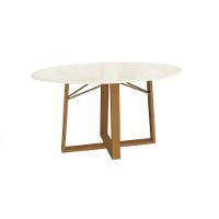 Mesa De Sala Jantar Elma Premium Madeira Maciça C- Tampo Madeirado C- Vidro 105x105cm Carvalho-off White - Kappesberg - 1