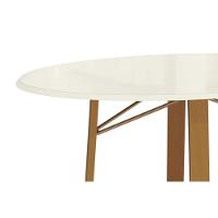 Mesa De Sala Jantar Elma Premium Madeira Maciça C- Tampo Madeirado C- Vidro 105x105cm Carvalho-off White - Kappesberg - 5